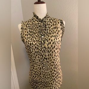J.Crew 100% Silk sleeveless blouse with high neck. Size 8